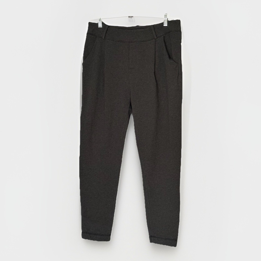 Lululemon Stress Less Pants Womens 8 Dark Gray French Terry Knit Pockets